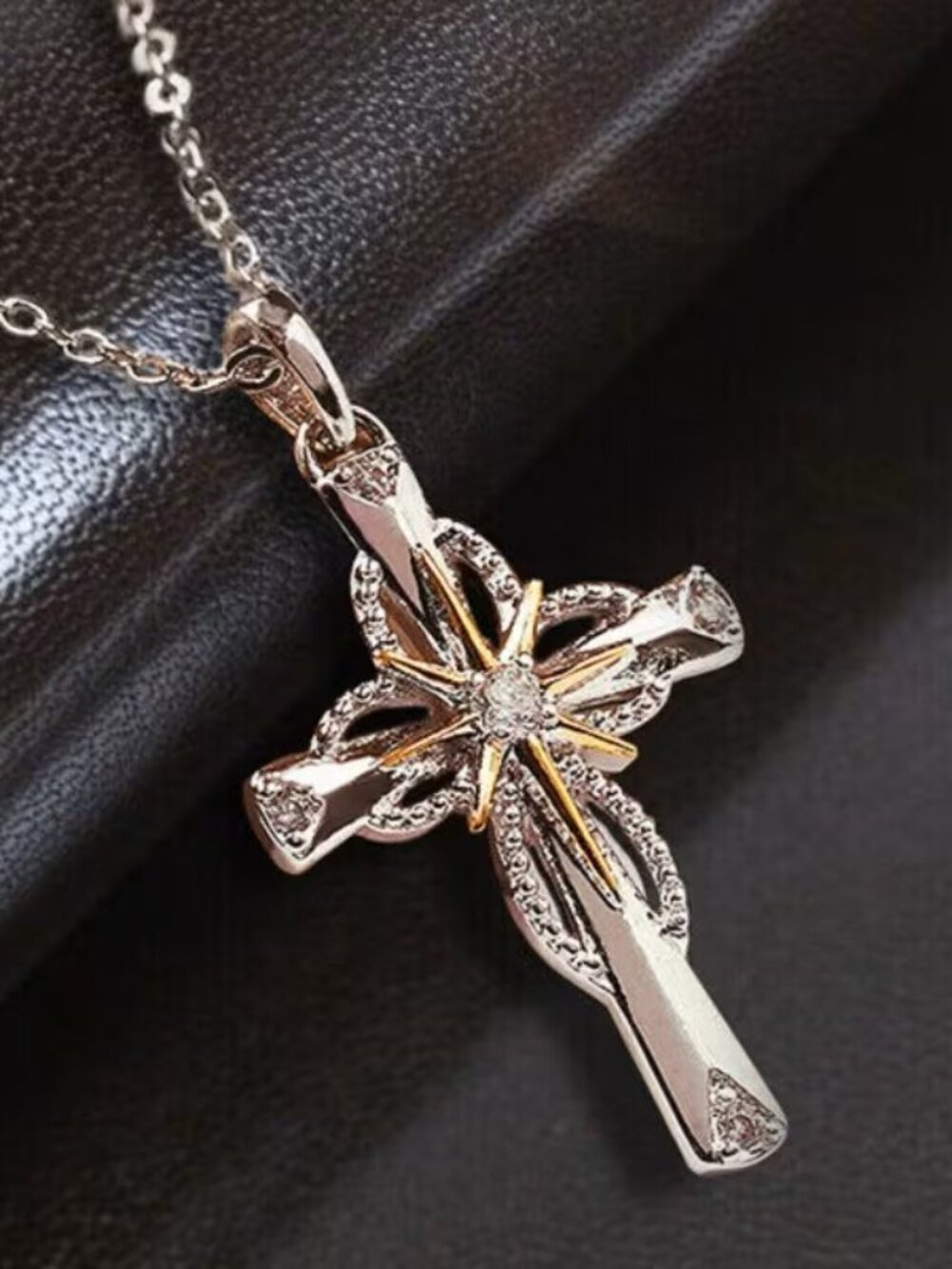 Elegant Cross Pendant Necklace Christian Faith Jesus Religious Charm Women Gift